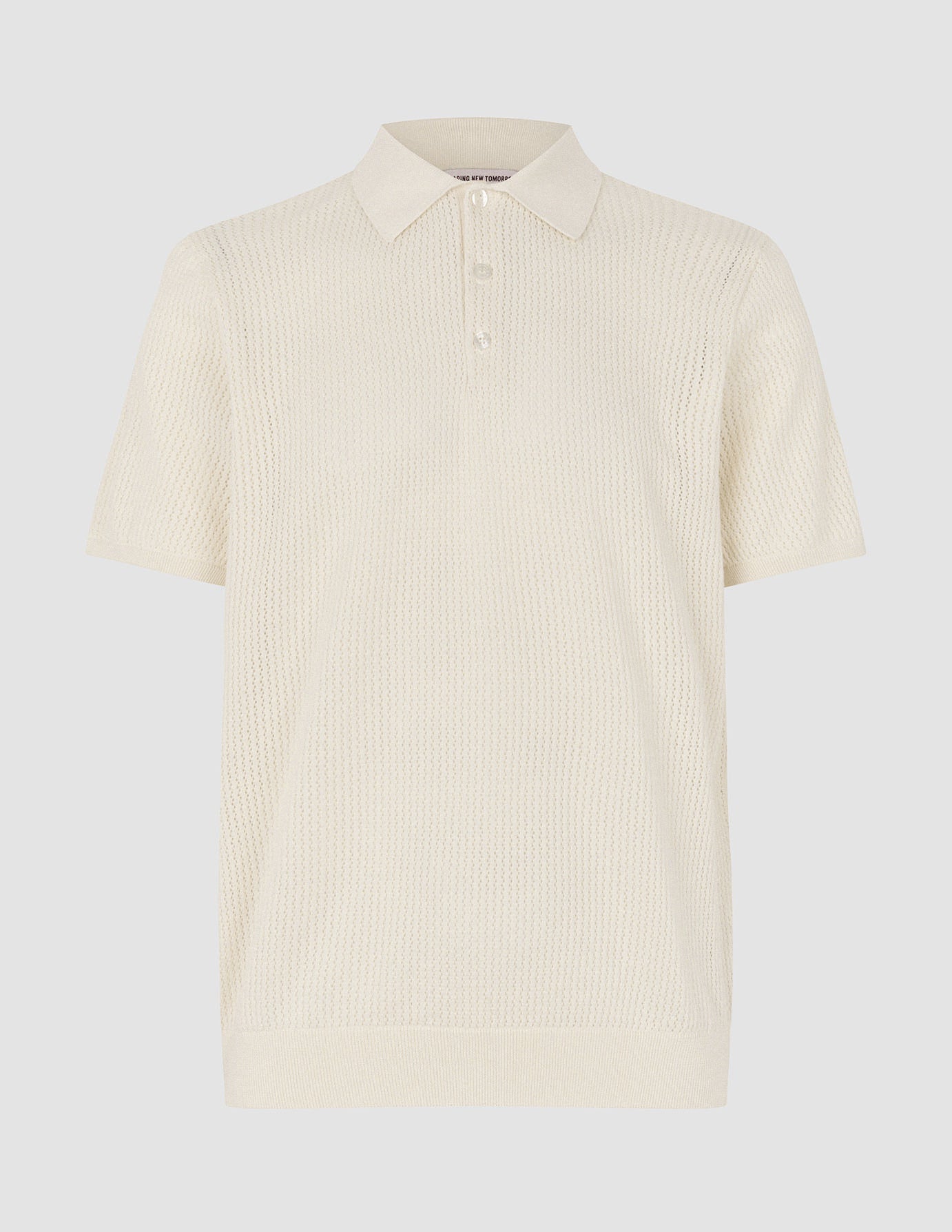Textured Knitted Short Sleeve Polo Shirt Buttercream